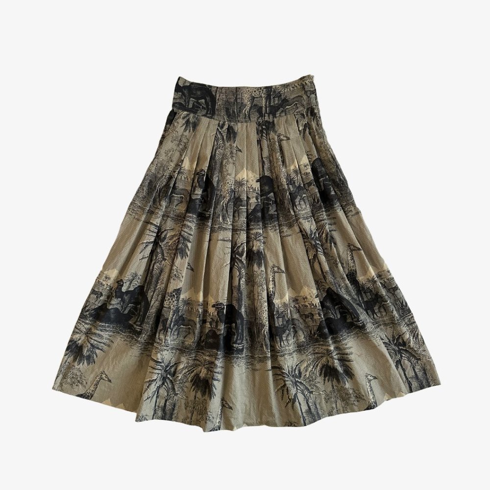 BYBLOS Vintage Beige Animal Print Midi Skirt